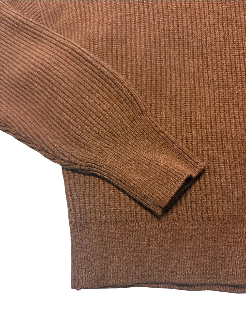 J. Crew Ribbed Turtleneck Sweater in Stretch Yarn Size L Brown Cropped Casual